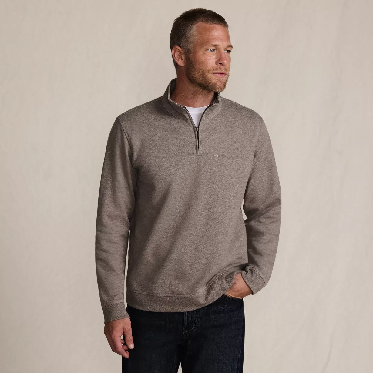 Men's Long Sleeve Travel Kit Pique Quarter Zip