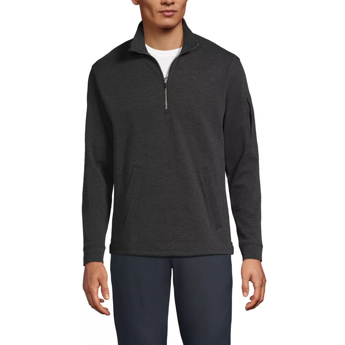 Men's Long Sleeve Cooling Performance Pique Quarter Zip
