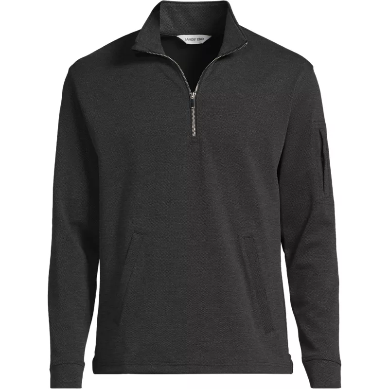 Men's Long Sleeve Cooling Performance Pique Quarter Zip, Front