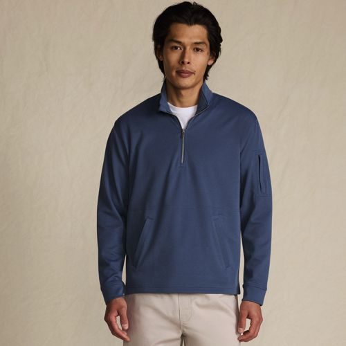  Lands' End Performance Piqué-pullover Mit Reißverschluss, Herren, Größe:48-50 Regular, Blau, Polyester-mischung, By Lands' End 
