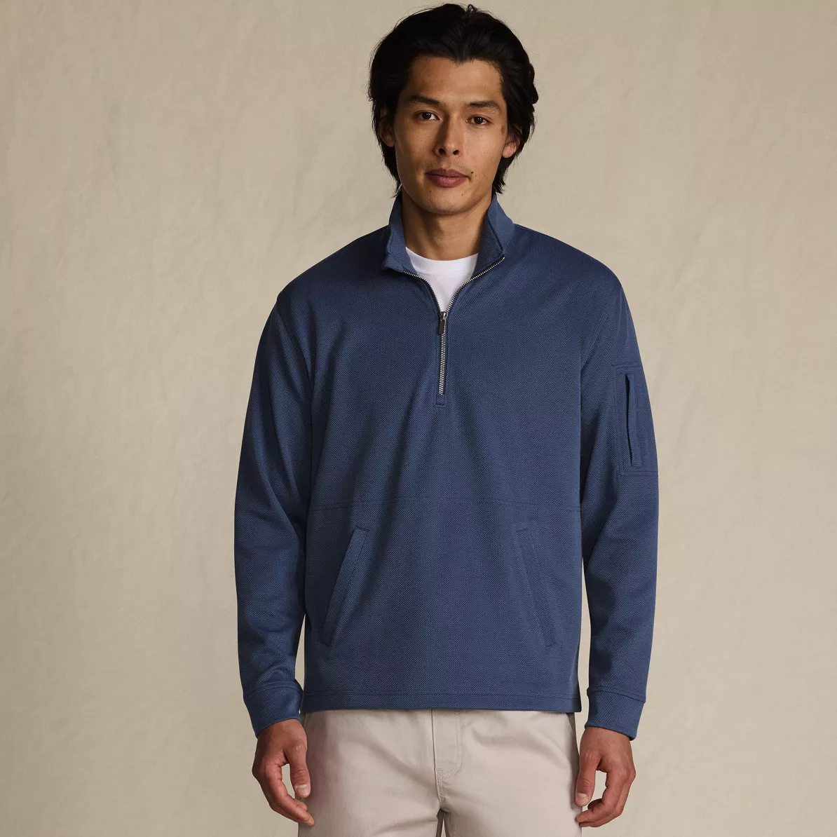 Men's Long Sleeve Cooling Performance Pique Quarter Zip