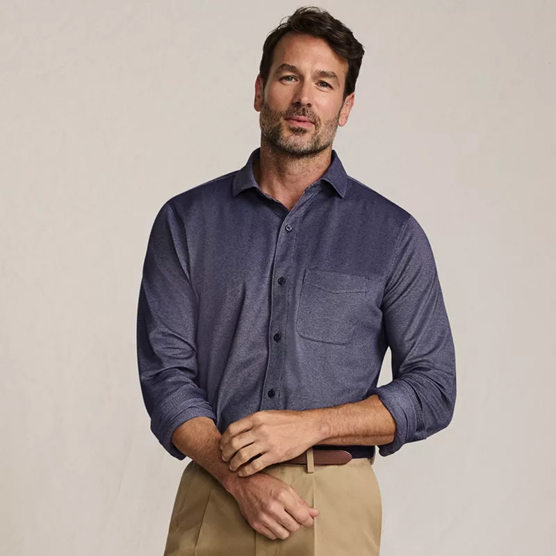 Men's Long Sleeve Knit Travel Kit Oxford Shirt, alternative image