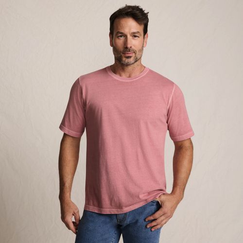 Lands' End Men's Super-T T-Shirt - 100% Cotton Short Sleeve, Relaxed Fit, Light Rose Pink, X-Large