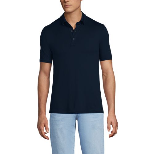  Lands' End Performance-poloshirt, Herren, Größe:44-46 Regular, Blau, Elasthan/polyester-mischung, By Lands' End 