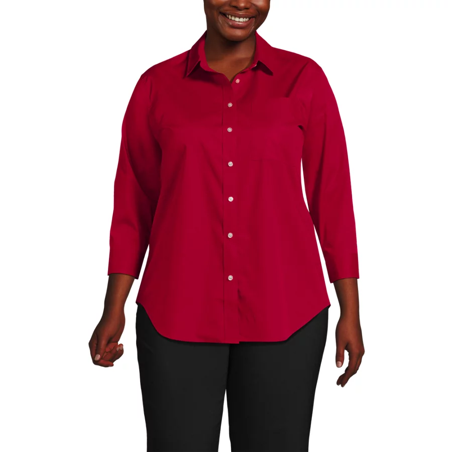 School Uniform Women's Broadcloth 34 Sleeve Easy Fit Dress Shirt view 2