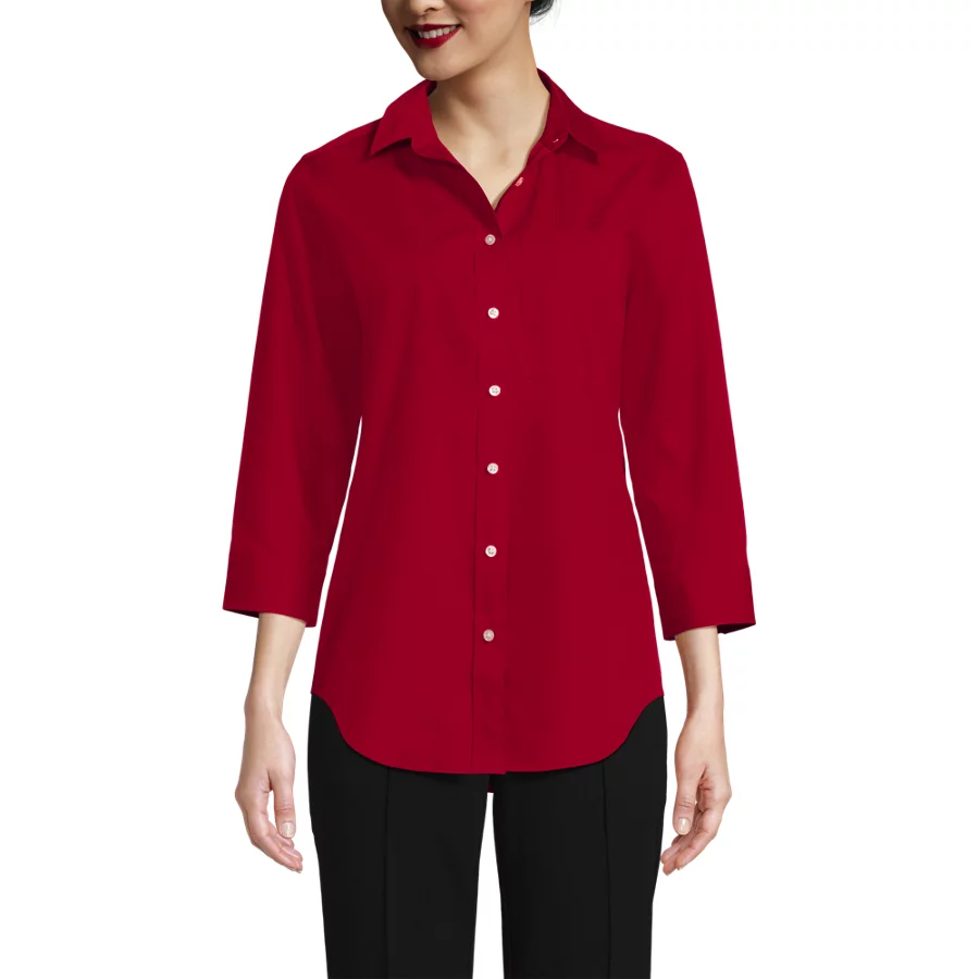 School Uniform Women's Broadcloth 34 Sleeve Easy Fit Dress Shirt view 3