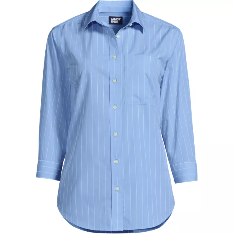 Women's Broadcloth 3/4 Sleeve Easy Fit Dress Shirt, Front