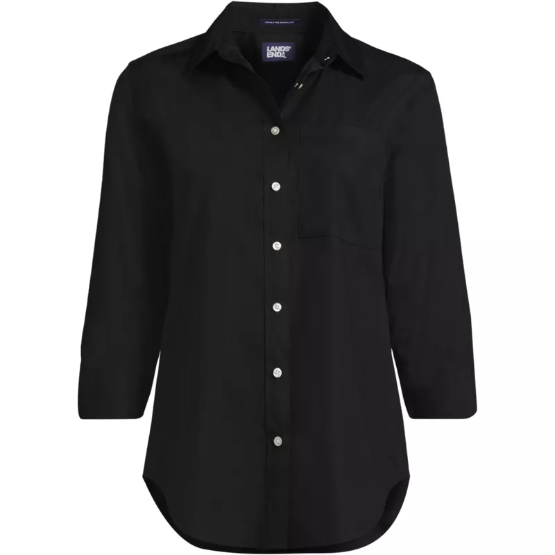 School Uniform Women's Plus Broadcloth 3/4 Sleeve Easy Fit Dress Shirt, Front