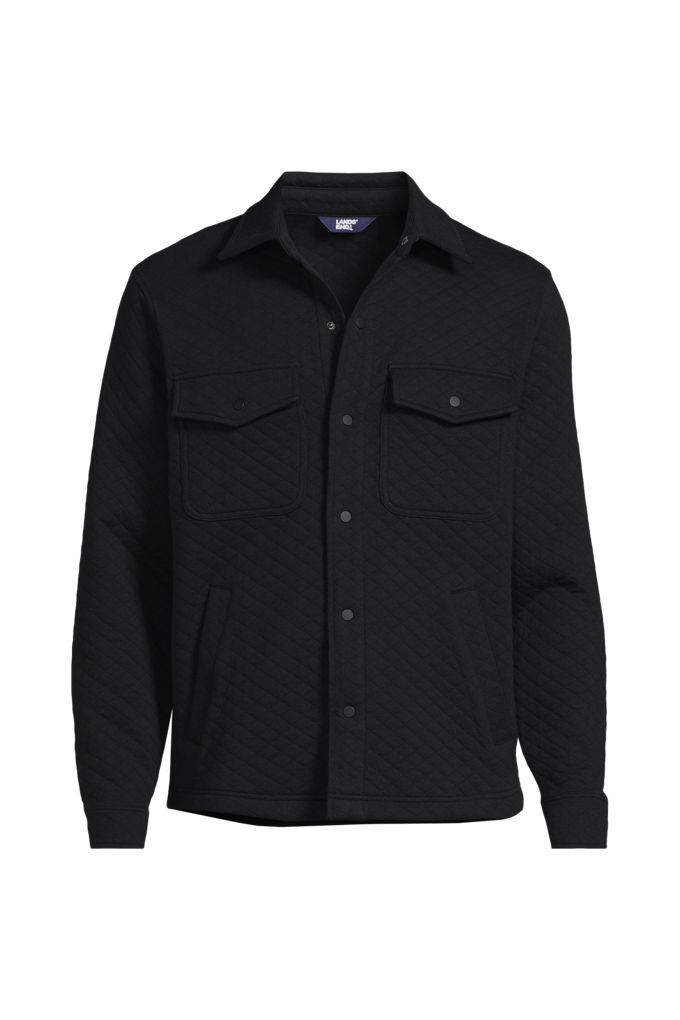 Men's Quilted Shirt Jacket - Lands' End - Black - S