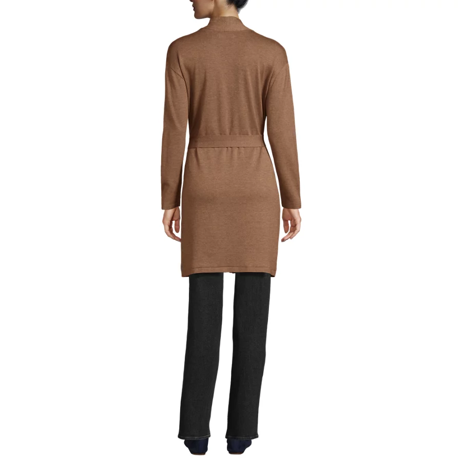 School Uniform Women's Cotton Modal Tie Waist Duster Cardigan Sweater