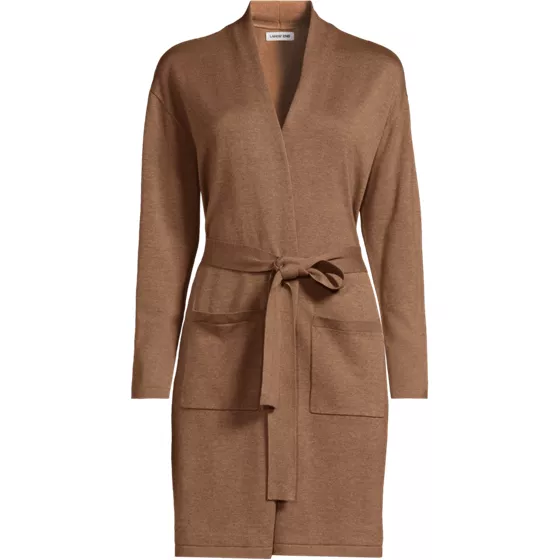 School Uniform Women's Cotton Modal Tie Waist Duster Cardigan Sweater - primary