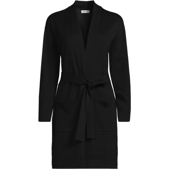 School Uniform Women's Cotton Modal Tie Waist Duster Cardigan Sweater - primary