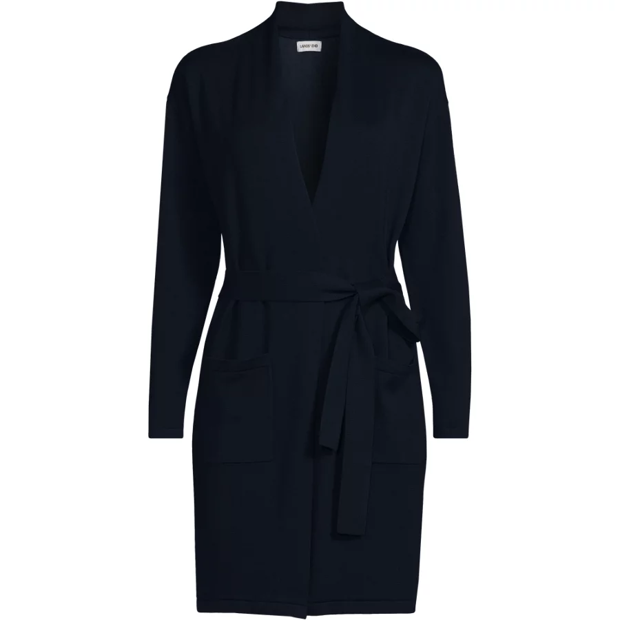 School Uniform Women's Cotton Modal Tie Waist Duster Cardigan Sweater view 3