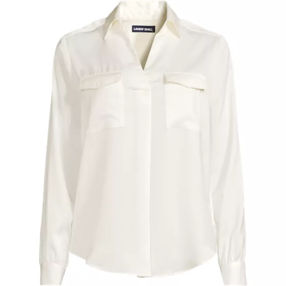 Women's Charmeuse Utility Popover Blouse - primary