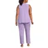 Women's Plus Size Brushed Cozy Waffle Jersey 3 Piece Pajama Set - Tank Top Pant and Robe, Back