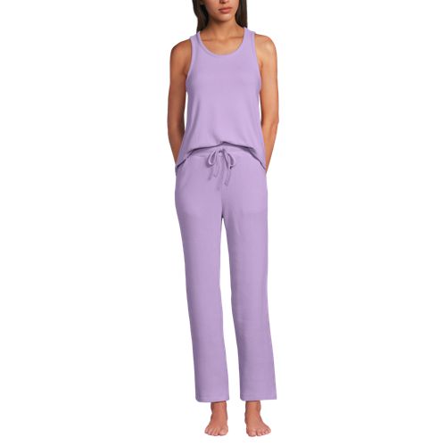 Women's Brushed Cozy Waffle Jersey 3 Piece Pajama Set - Tank Top Pant and Robe, alternative image