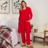 Women's Brushed Cozy Waffle Jersey 3 Piece Pajama Set - Tank Top Pant and Robe, alternative image