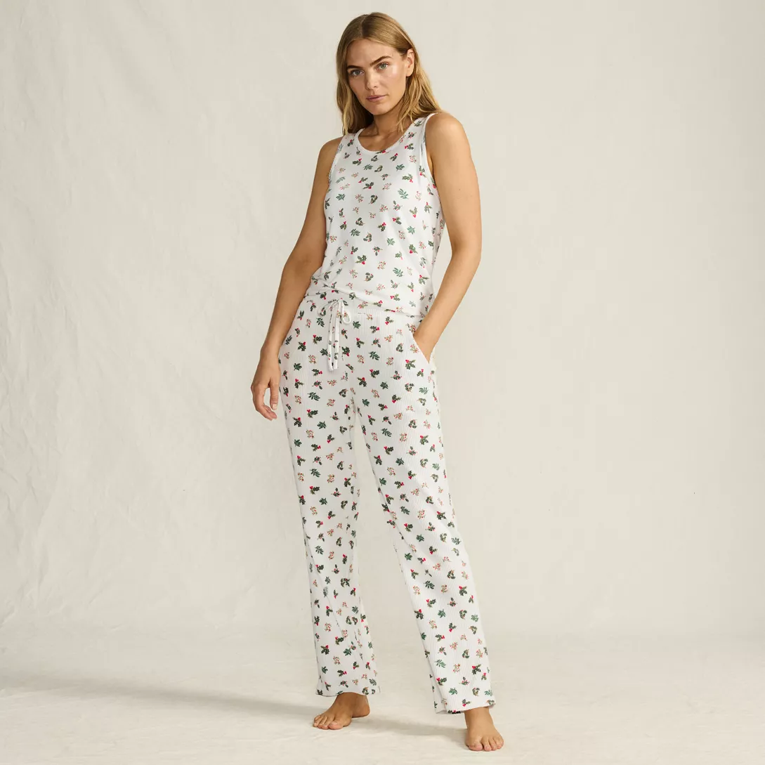 Women's Brushed Cozy Waffle Jersey 3 Piece Pajama Set - Tank Top Pant and Robe