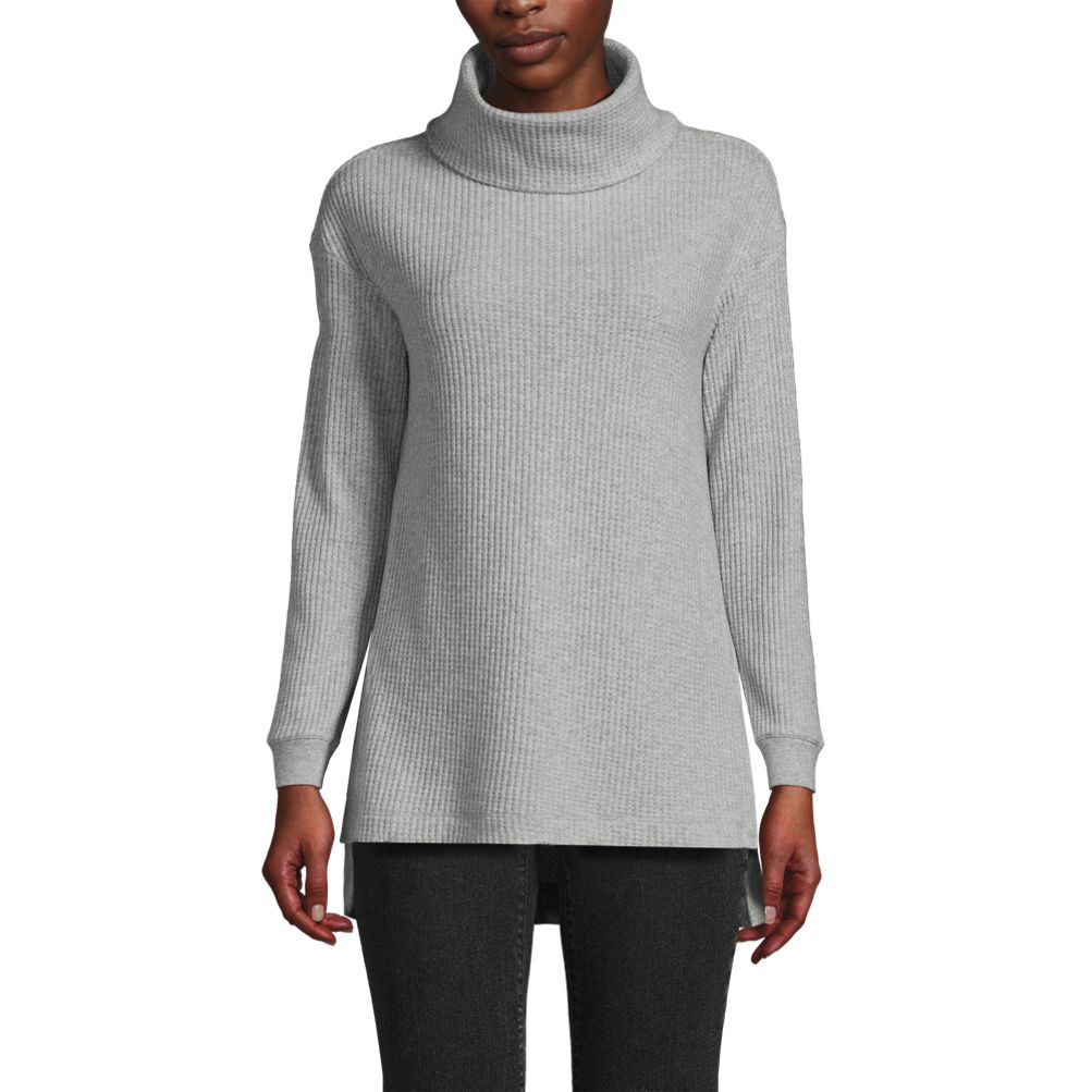 Women's Long Sleeve Waffle Cowl Neck Tunic | Lands' End