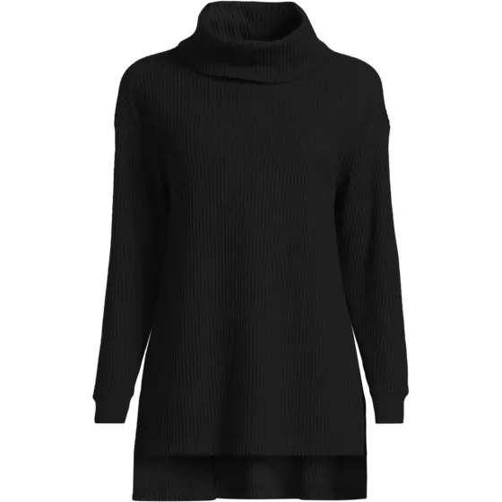 Women's Long Sleeve Waffle Cowl Neck Tunic - primary