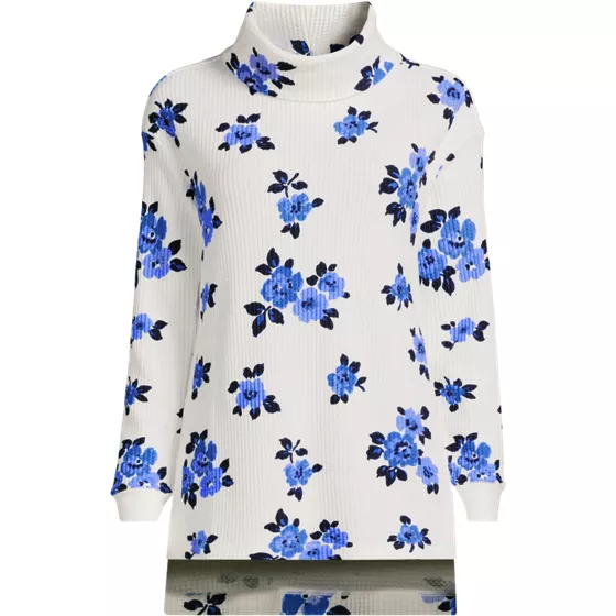 Women's Long Sleeve Waffle Cowl Neck Tunic - primary