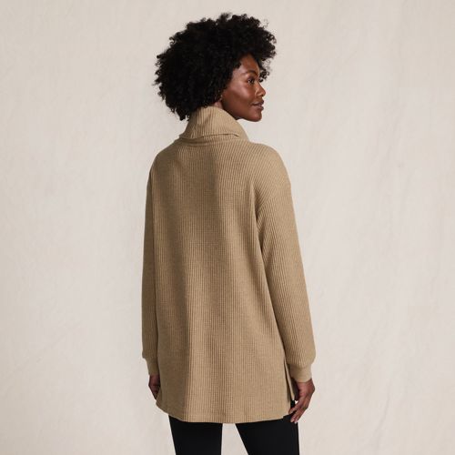 Women's Long Sleeve Waffle Cowl Neck Tunic, Back