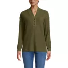 Women's Long Sleeve Waffle Shawl Collar Henley