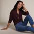 Women's Long Sleeve Waffle Shawl Collar Henley, alternative image