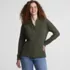 Women's Long Sleeve Waffle Shawl Collar Henley, Front