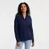 Women's Long Sleeve Waffle Shawl Collar Henley, Front