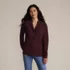 Women's Long Sleeve Waffle Shawl Collar Henley, Front
