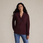 Women's Long Sleeve Waffle Shawl Collar Henley