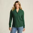 Women's Long Sleeve Waffle Shawl Collar Henley