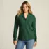 Women's Long Sleeve Waffle Shawl Collar Henley