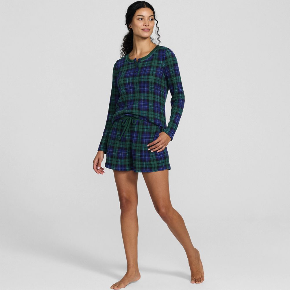 Women's Brushed Cozy Waffle 2 Piece Pajama Set - Long Sleeve Top