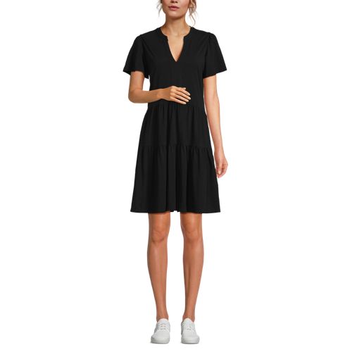 Women's Cotton Jersey Tiered Mini Dress, Front