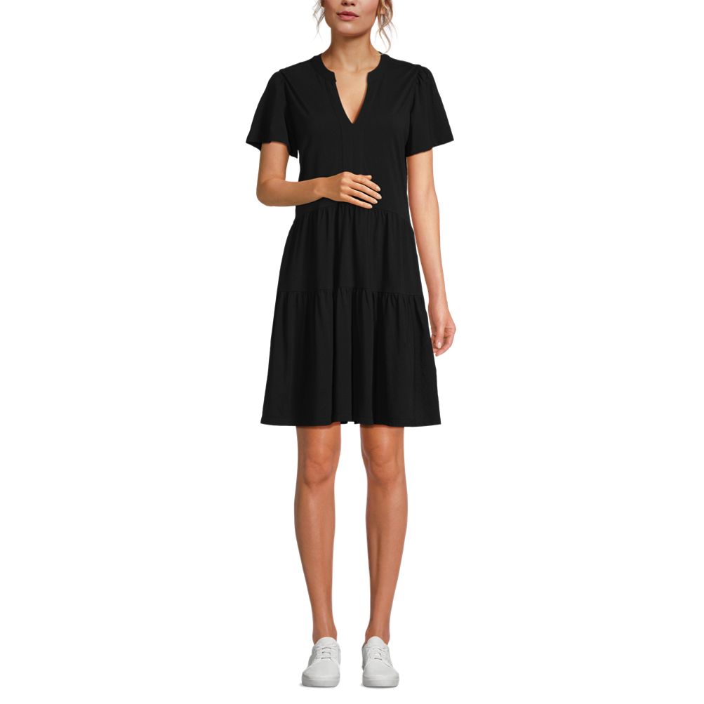 Women's Cotton Jersey Tiered Mini Dress | Lands' End