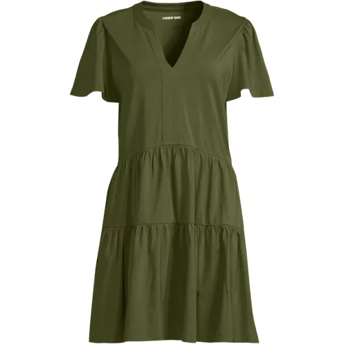 lands end jersey dress Women's Cotton Tiered Mini style: flowy
