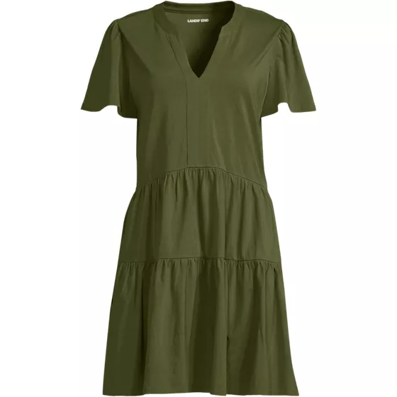 Women's Cotton Jersey Tiered Mini Dress - primary