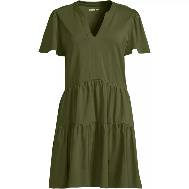 Women's Cotton Jersey Tiered Mini Dress, Front