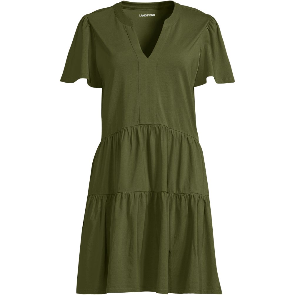 Women's Cotton Jersey Tiered Mini Dress | Lands' End