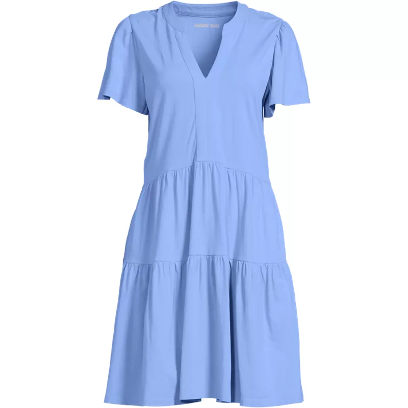 Women's Petite Cotton Jersey Tiered Mini Dress, Front