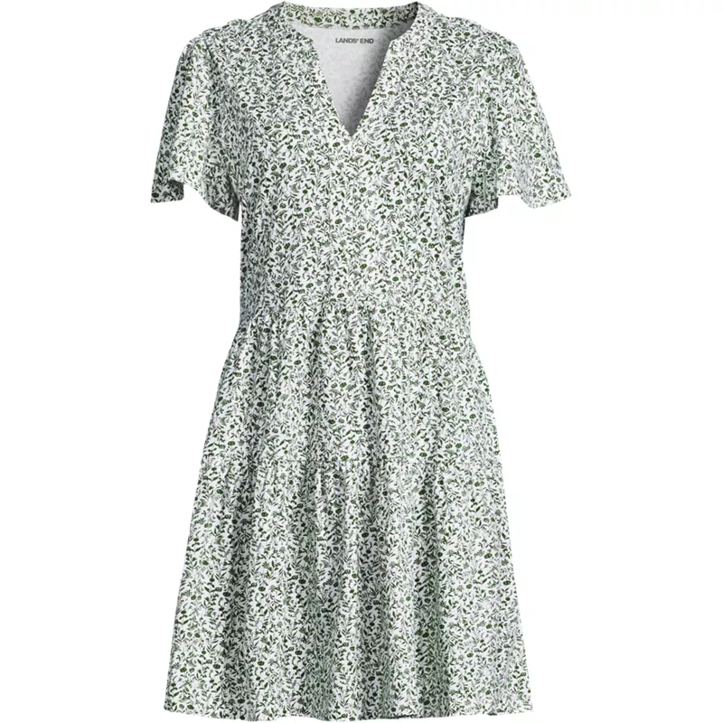 Women's Petite Cotton Jersey Tiered Mini Dress, Front