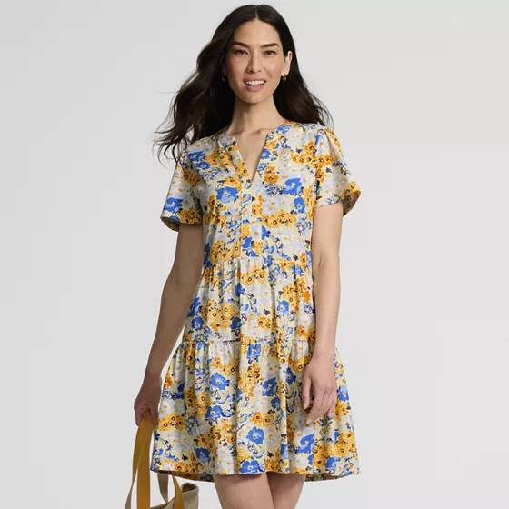 Women's Cotton Jersey Tiered Mini Dress - primary