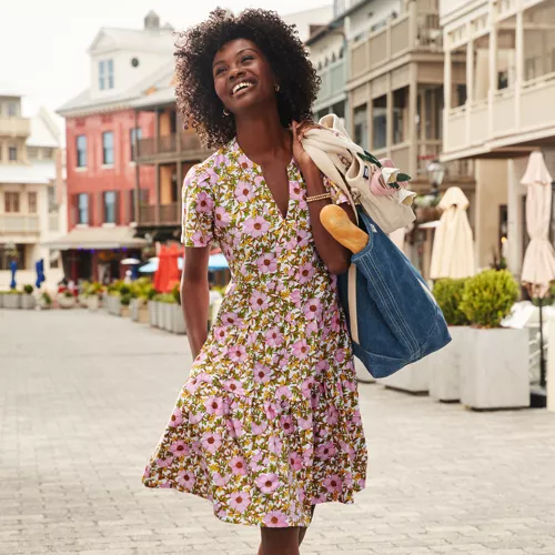 Women's Cotton Jersey Tiered Mini Dress | Lands' End