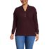 Women's Plus Size Long Sleeve Waffle Shawl Collar Henley, Front