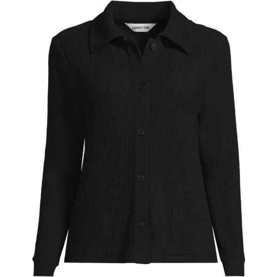 Women's Long Sleeve Waffle Collared Shacket - primary