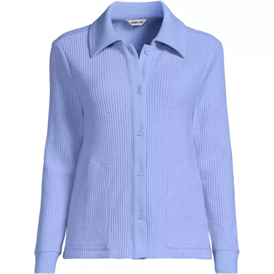 Women's Long Sleeve Waffle Collared Shacket - primary