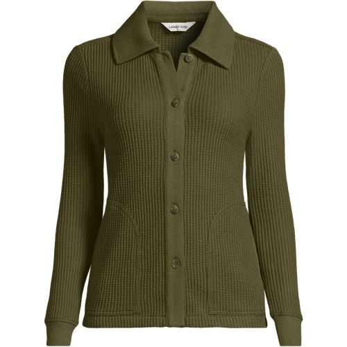  Lands' End Baumwollmix-jacke Im Waffelstrick, Damen, Größe:32-34 Regular, Grün, Baumwoll-mischung/polyester-mischung, By Lands' End 