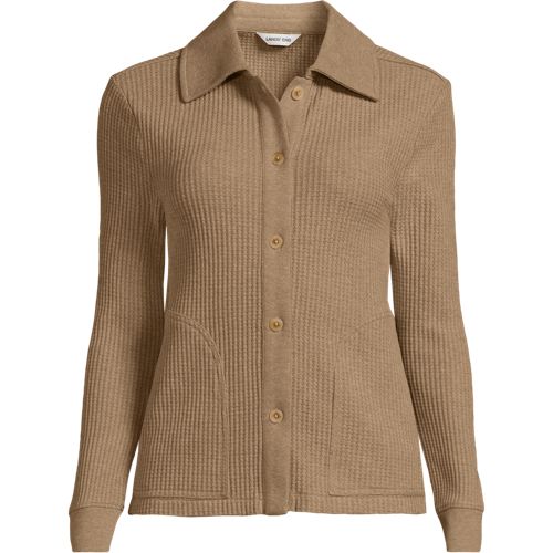  Lands' End Baumwollmix-jacke Im Waffelstrick, Damen, Größe:32-34 Regular, Braun, Baumwoll-mischung/polyester-mischung, By Lands' End 